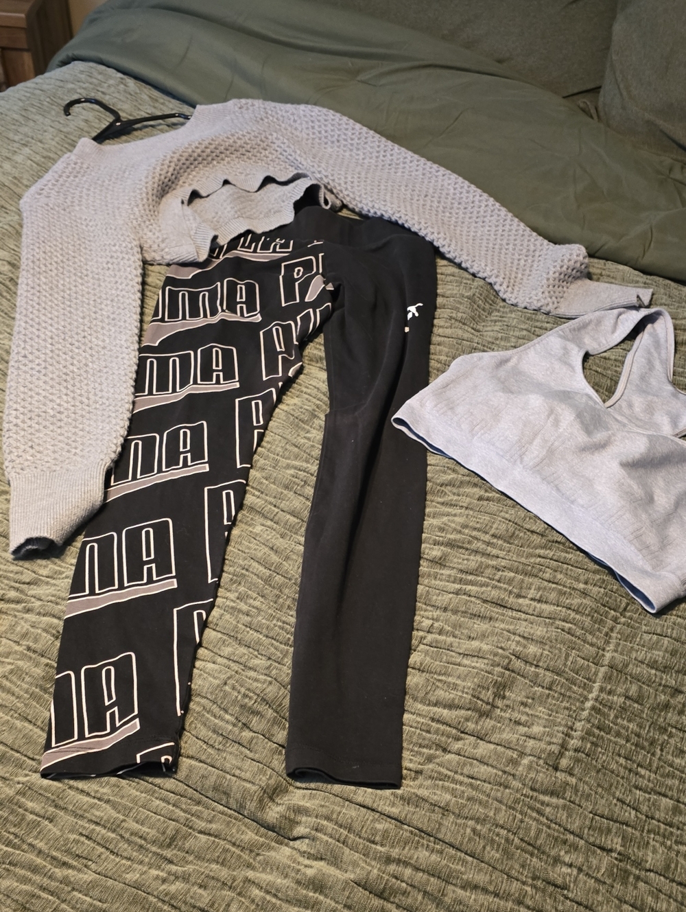 Puma Black Logo Leggings with Crop & Sports Bra
